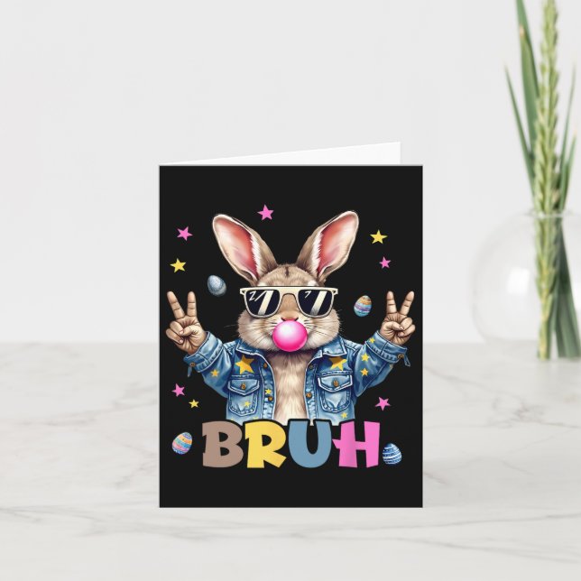 Tarjeta Bruh Meme Easter Day Gracioso Bunny Eggys Adolesce (Anverso)