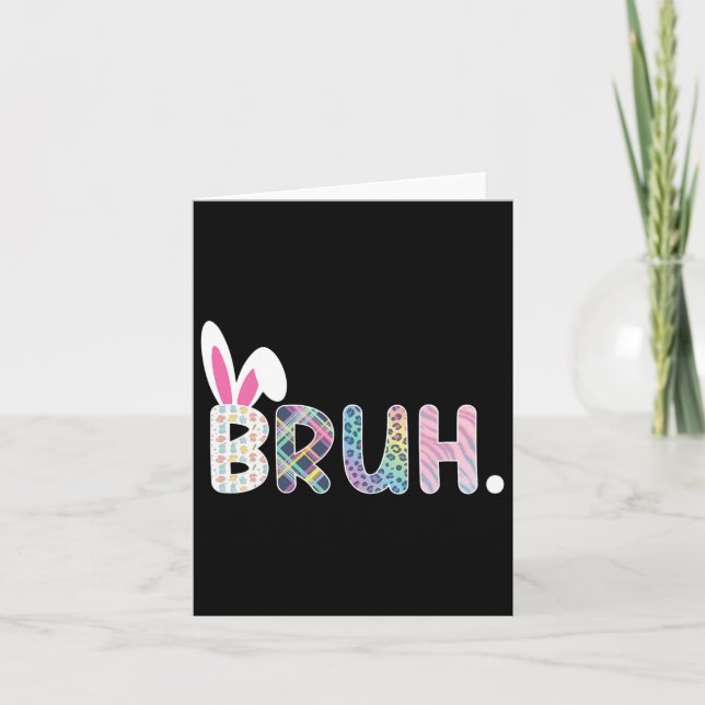 Tarjeta Bruh Meme Easter Day Gracioso Bunny Eggys Adolesce (Anverso)