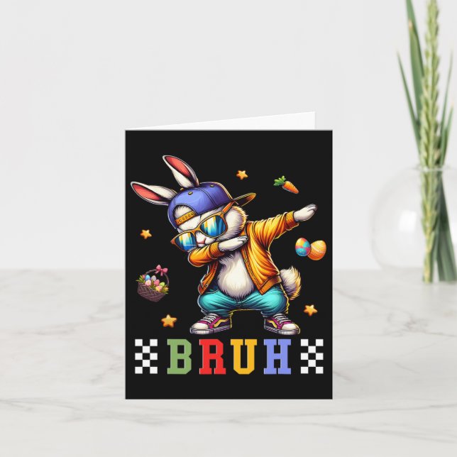 Tarjeta Bruh Meme Easter Day Gracioso Bunny Eggys Adolesce (Anverso)