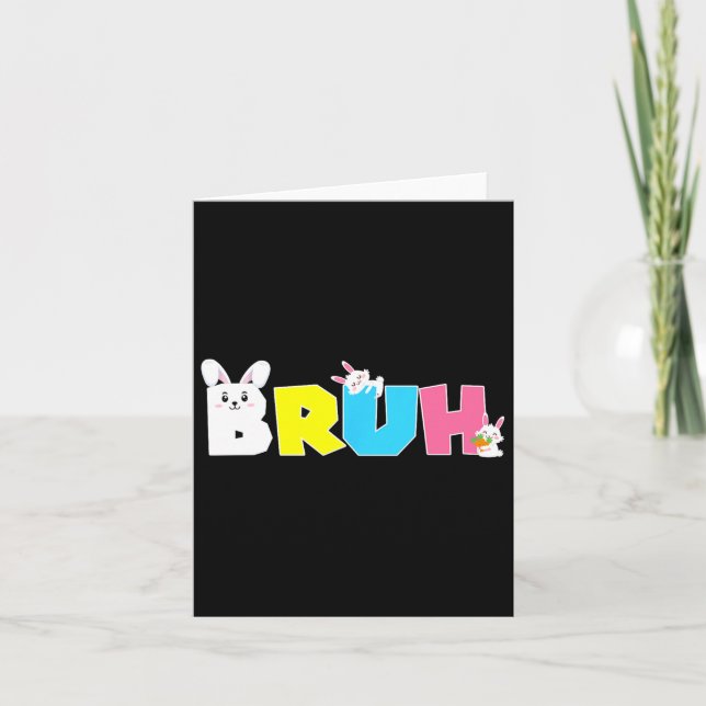 Tarjeta Bruh Meme Easter Day Gracioso Bunny Eggys Adolesce (Anverso)