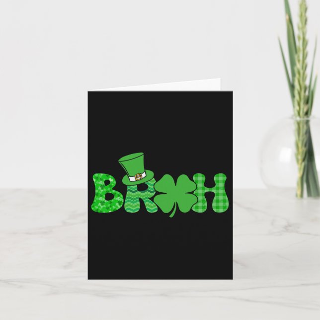 Tarjeta Bruh Meme Funny St Patricks Day Shamrock Irish (Anverso)