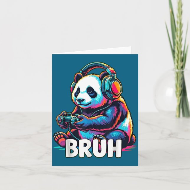 Tarjeta Bruh Panda Gamer With Headphones Controller  (Anverso)