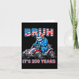 Tarjeta Bruh perezoso go kart patriótico divertido gráfico