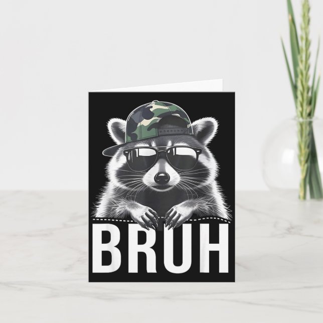 Tarjeta Bruh Raccoon Trash Racoon Camo Hat Youth Teens Kid (Anverso)