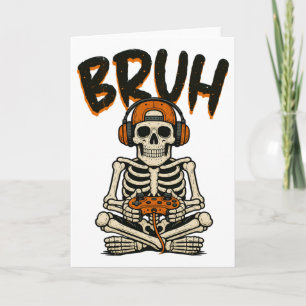 Tarjeta Bruh Skeleton Gamer Divertido video de Halloween J