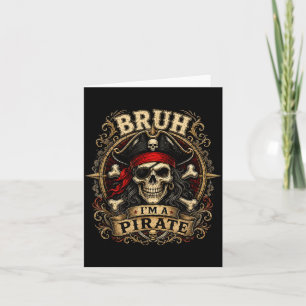 Tarjeta Bruh un cráneo de pirata disfraz de halloween homb