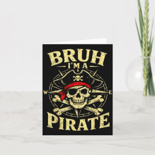 Tarjeta Bruh una brújula de cráneo de pirata huesos cruzad