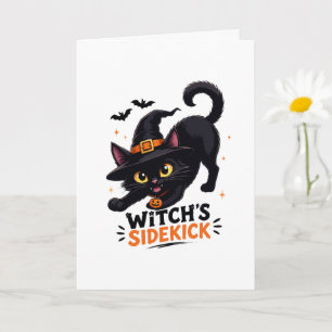 Tarjeta Bruja Adorable Gato Negro Halloween