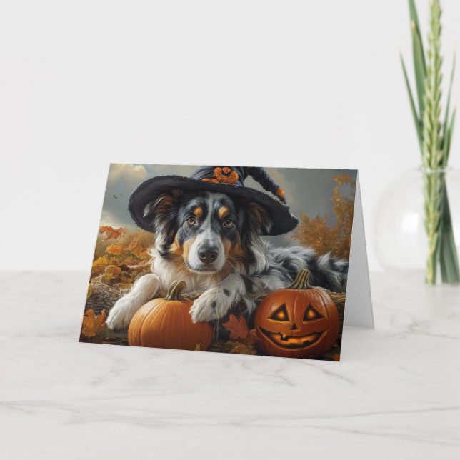 Tarjeta Bruja Aussie Halloween (Anverso)
