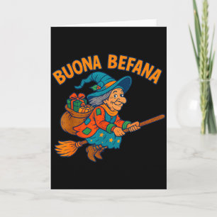 Tarjeta Bruja Buena Befana Niños Niñas Navidad Italiana
