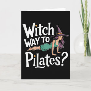 Tarjeta Bruja Camino a Pilates Divertido Halloween Pilates