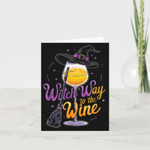 Tarjeta Bruja camino al vino divertido disfraz de Hallowee
