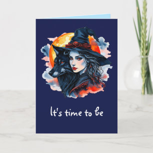 Tarjeta Bruja con lobo - Halloween Fan Fun 2