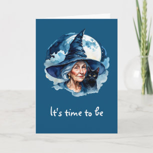 Tarjeta Bruja con un gato - Wicca Halloween 1