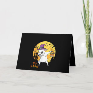 Tarjeta Bruja de cabra haciendo dabbing calabaza perro div