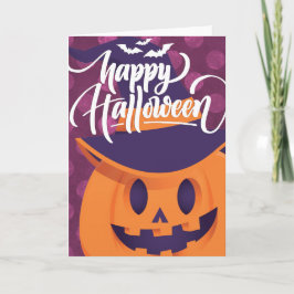 Tarjeta Bruja de calabaza Feliz Halloween