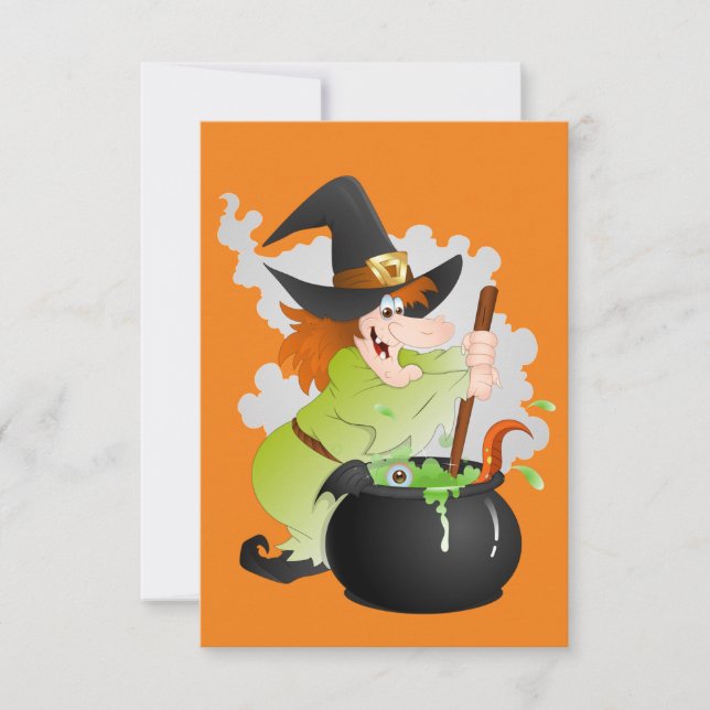 Tarjeta Bruja de Halloween (Anverso)