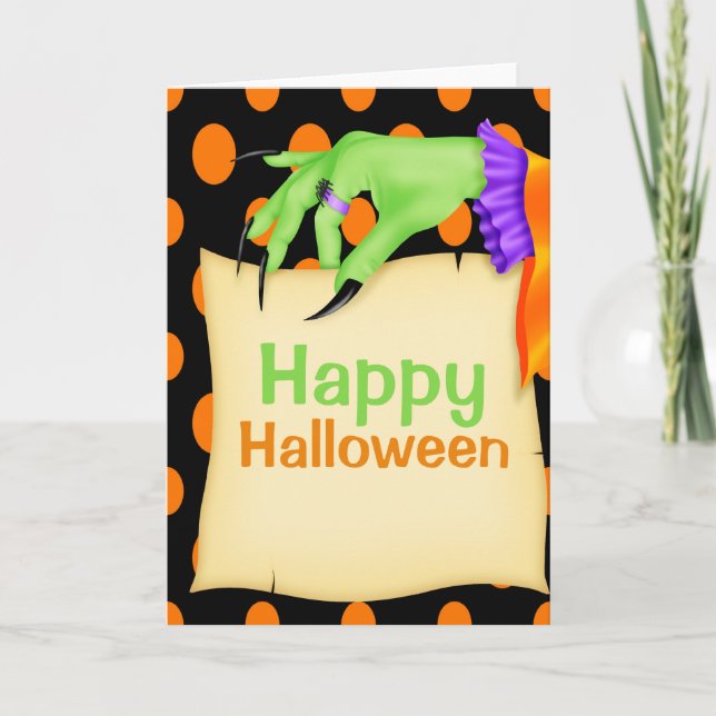 Tarjeta Bruja de Halloween (Anverso)