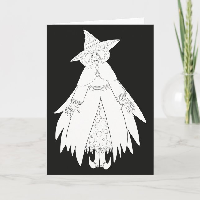 Tarjeta Bruja de Halloween Adorable (Anverso)