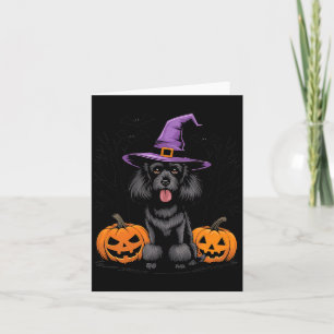 Tarjeta Bruja de Halloween Caniche Estándar Negro Perro Es