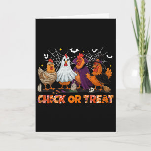 Tarjeta Bruja de Halloween Chick Or Treat Boo Pollo Espelu