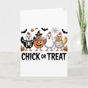 Tarjeta Bruja de Halloween Chick Or Treat Pollo Espeluznan