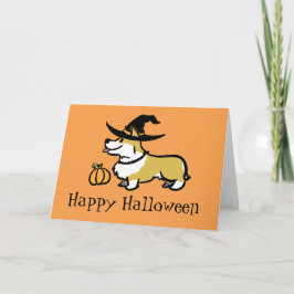 Tarjeta Bruja de Halloween del Corgi