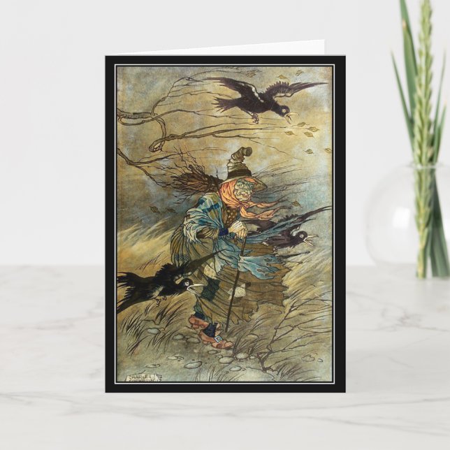 Tarjeta Bruja de Halloween en la habitación Charles Folkar (Anverso)