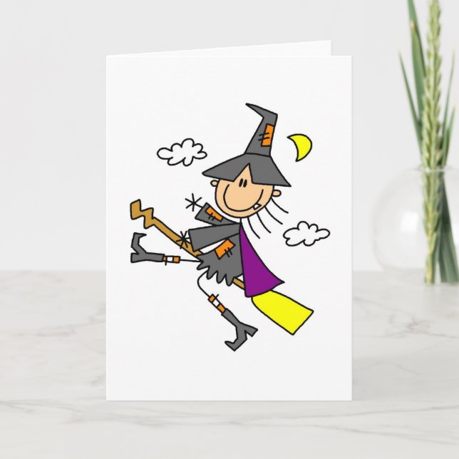 Tarjeta Bruja de Halloween en la sala (Anverso)