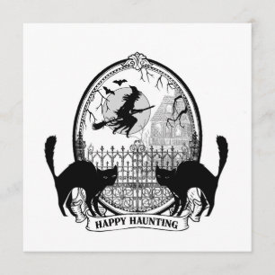 Tarjeta bruja de Halloween moderna