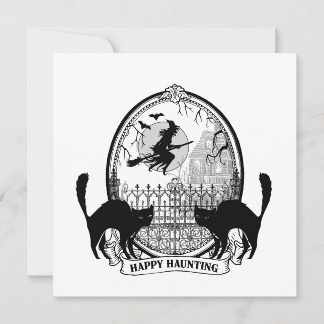 Tarjeta bruja de Halloween moderna (Anverso)