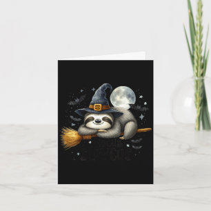 Tarjeta Bruja de perezoso de Halloween divertido hocus slo