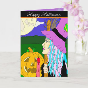 Tarjeta Bruja de Truco o Trato Bruja de Dibujo Animado Dib