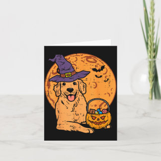 Tarjeta Bruja del Retriever Dorado Luna Jack O Lantern