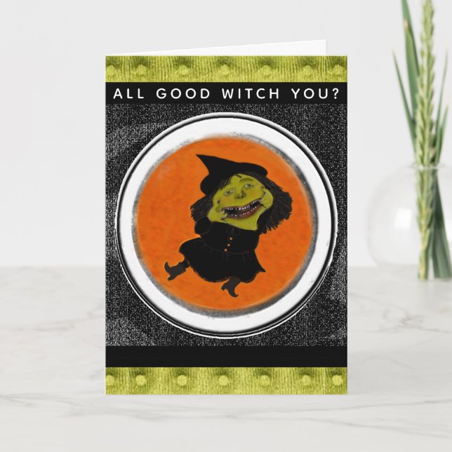 Tarjeta Bruja divertida de Halloween (Anverso)