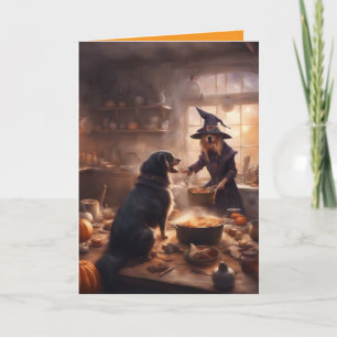 Tarjeta Bruja Dod en la cocina en saludo de Halloween