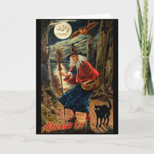 Tarjeta Bruja en la noche de Halloween