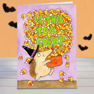 Tarjeta Bruja Erizo Divertido Dibujo Halloween 