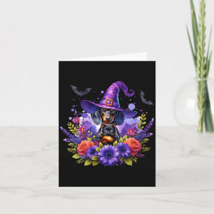 Tarjeta Bruja Espeluznante de Halloween para Mujeres Perro