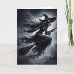 Tarjeta Bruja espeluznante vintage Halloween