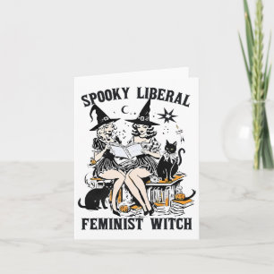 Tarjeta Bruja feminista liberal espeluznante bibliotecaria