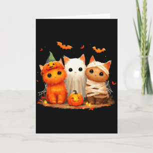 Tarjeta Bruja Gatito Divertido Y Calabaza De Halloween Gat