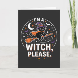 Tarjeta Bruja Gato Negro Halloween.