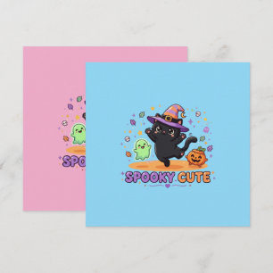 Tarjeta Bruja Gato Negro Lindo Halloween