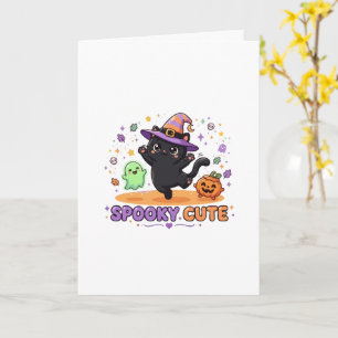 Tarjeta Bruja Gato Negro Lindo Halloween