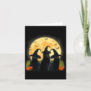 Tarjeta Bruja Gato Negro Y Calabaza De Luna Llena Hallowee