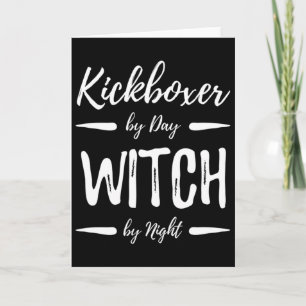 Tarjeta Bruja Kickboxer Disfraz Divertido de Kickboxing de