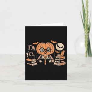 Tarjeta Bruja Leyendo Magia de Calabaza de Luna Espeluznan