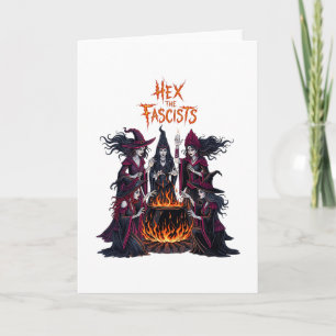 Tarjeta Bruja liberal espeluznante de Halloween anti Trump