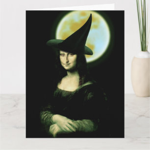 Tarjeta Bruja Mona Lisa Halloween Luna llena